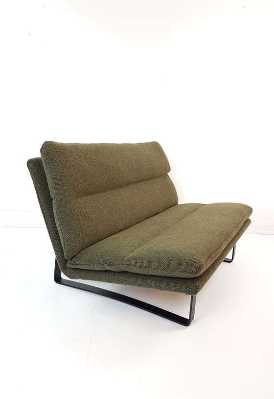 Image 1 of Vintage Artifort Kho Liang Le Tweezits Bankje Groen Wol