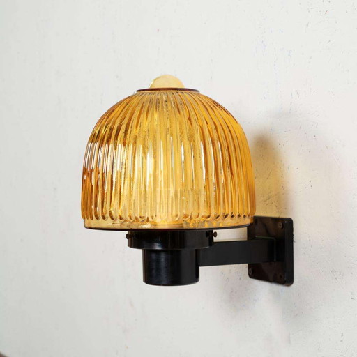 Vintage glazen mushroom wandlamp, Fåglavik glass wall scone