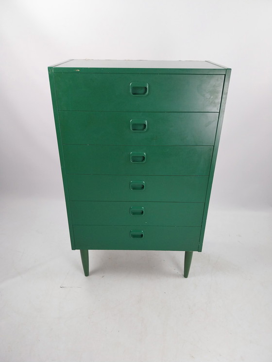 Image 1 of Midcentury moderne Zweedse ladekast. In het groen.