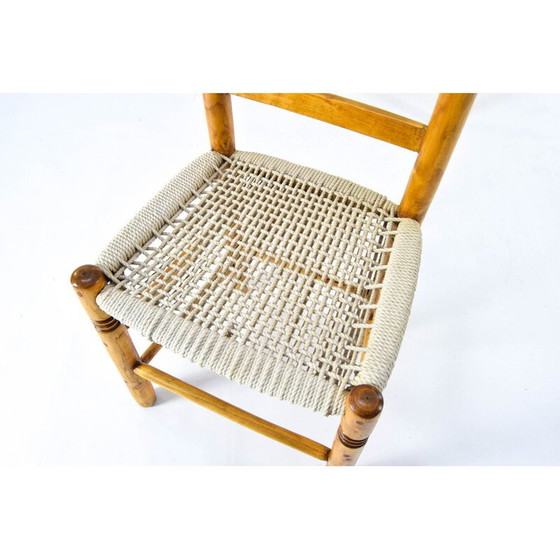Image 1 of Paar vintage lage stoelen van hout en touw