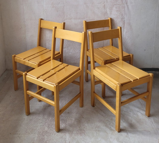 Image 1 of 4x Vintage Beuken Stoelen