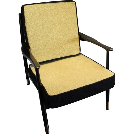 Image 1 of Vintage gele en zwarte fauteuil - jaren 1960