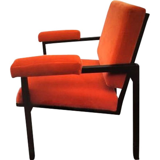 Image 1 of Vintage modernistische fauteuil in koraalfluweel, 1960