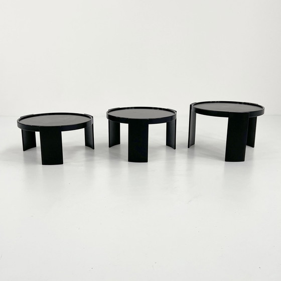 Image 1 of Set van 3 grote omkeerbare tafeltjes van Gianfranco Frattini voor Cassina, 60S