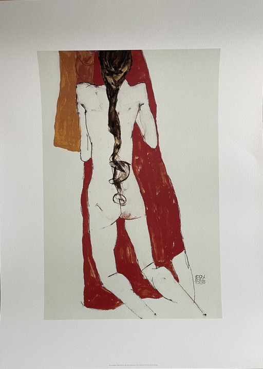 Egon Schiele (1890-1918), Naakte rug van meisje met lange vlecht, 1913, Gedrukt in Italië