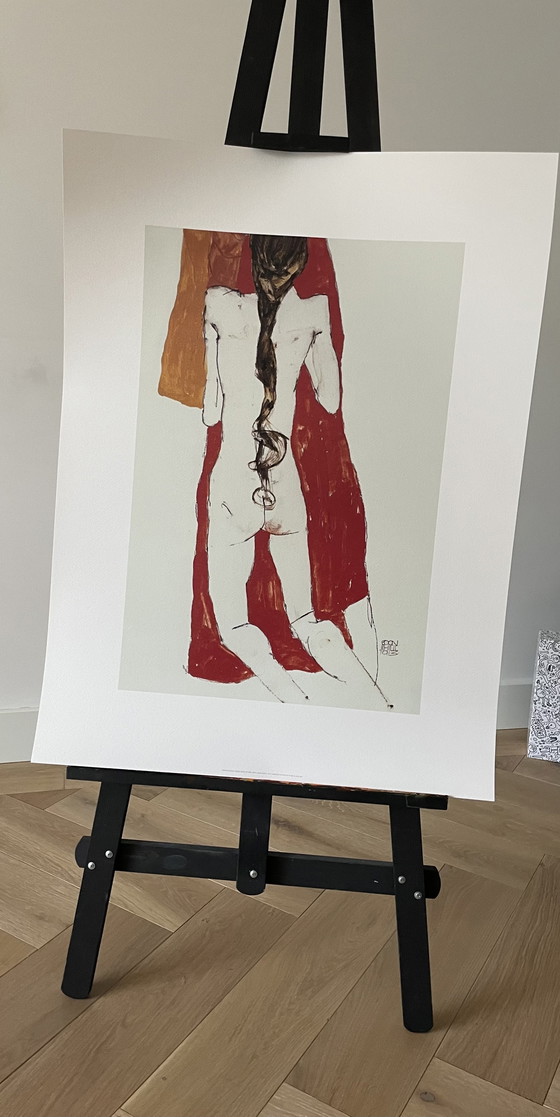 Image 1 of Egon Schiele (1890-1918), Naakte rug van meisje met lange vlecht, 1913, Gedrukt in Italië