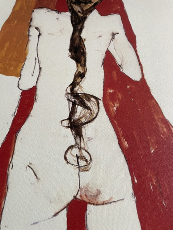 Image 1 of Egon Schiele (1890-1918), Naakte rug van meisje met lange vlecht, 1913, Gedrukt in Italië