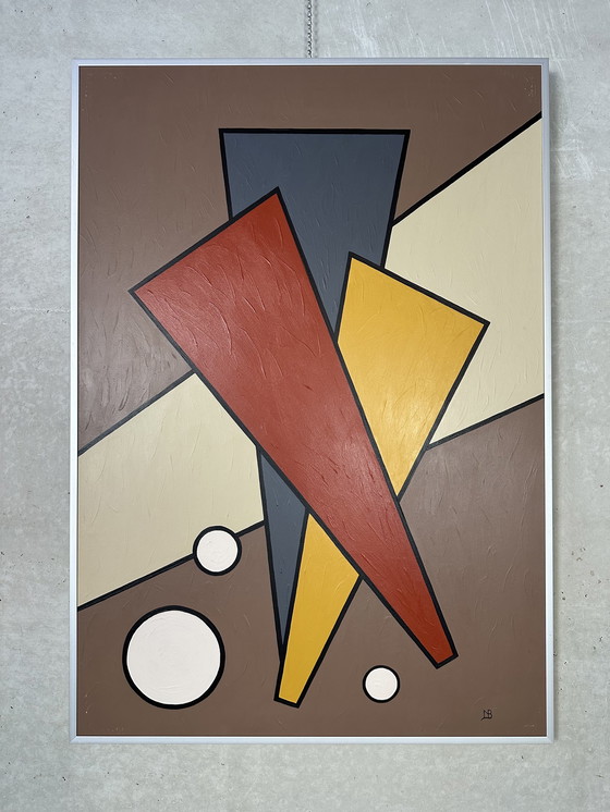 Image 1 of Vintage abstract olieverf schilderij