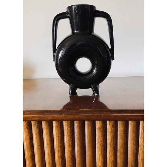 Image 1 of Vintage vaas van organisch zwart keramiek, Frankrijk 1970