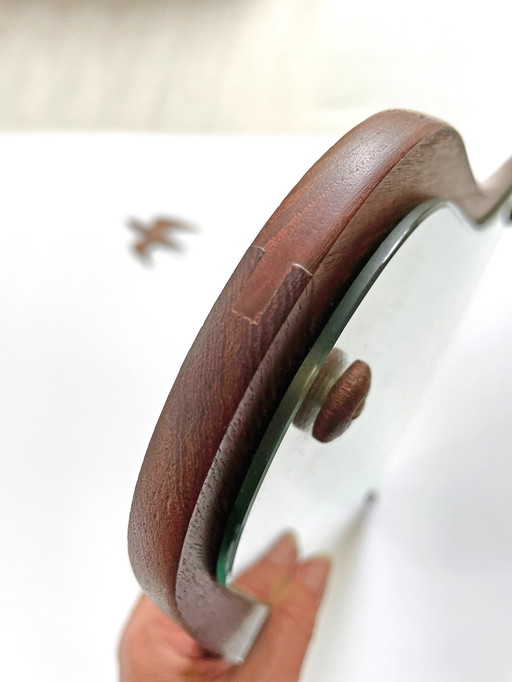 Deense a-symmetrische teak spiegel teakhout