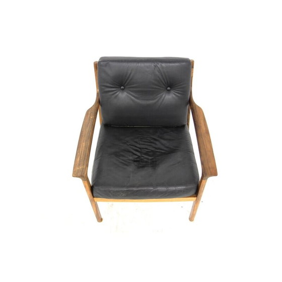 Image 1 of Scandinavische vintage leren fauteuil van Bröderna Andersson, Zweden 1960