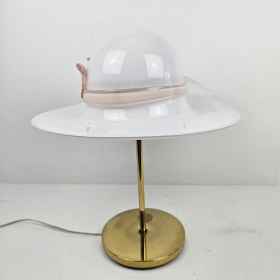 Image 1 of Vintage tafellamp van messing en Murano glas, Italië 1970