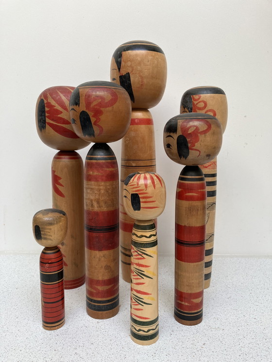 Image 1 of 7x Traditionele Kokeshi Poppen