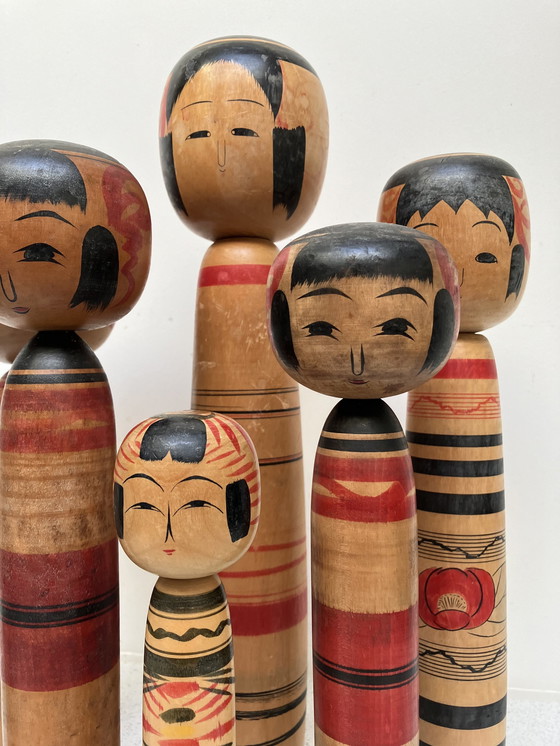 Image 1 of 7x Traditionele Kokeshi Poppen