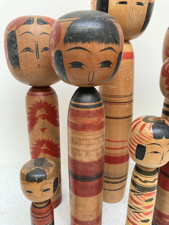 Image 1 of 7x Traditionele Kokeshi Poppen