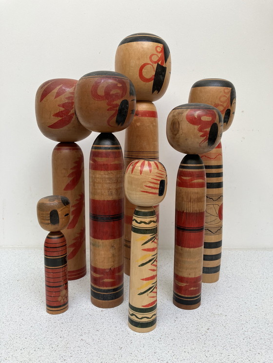 Image 1 of 7x Traditionele Kokeshi Poppen