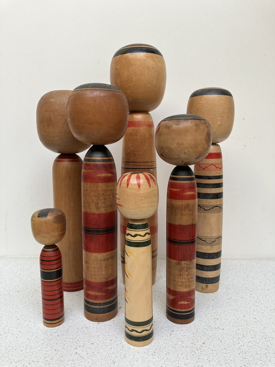 Image 1 of 7x Traditionele Kokeshi Poppen