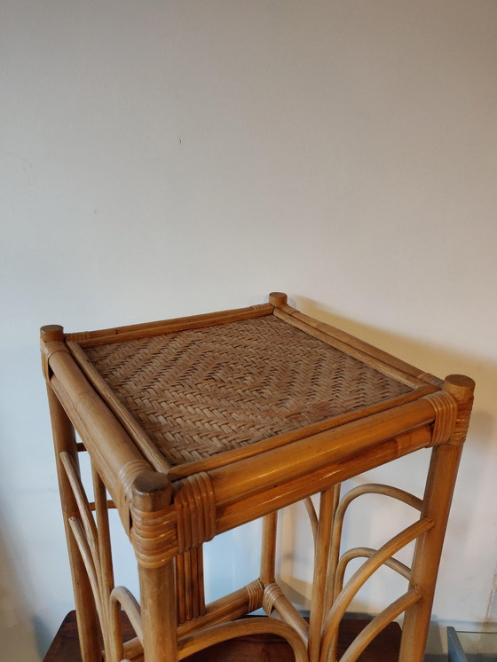 Image 1 of rotan bamboe plantentafel vintage