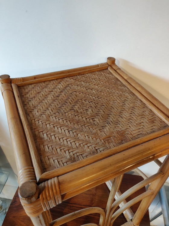 Image 1 of rotan bamboe plantentafel vintage