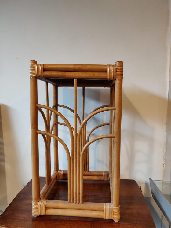 Image 1 of rotan bamboe plantentafel vintage