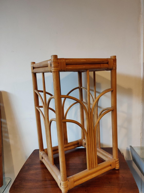 Image 1 of rotan bamboe plantentafel vintage