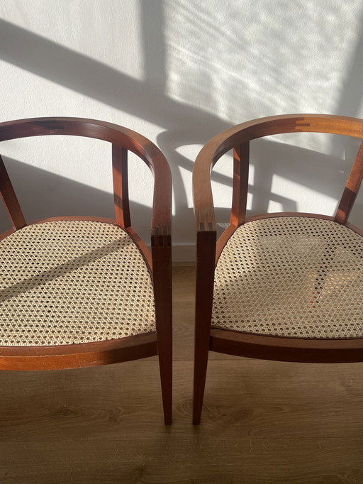 2x Vintage Rotan Rotan Stoelen