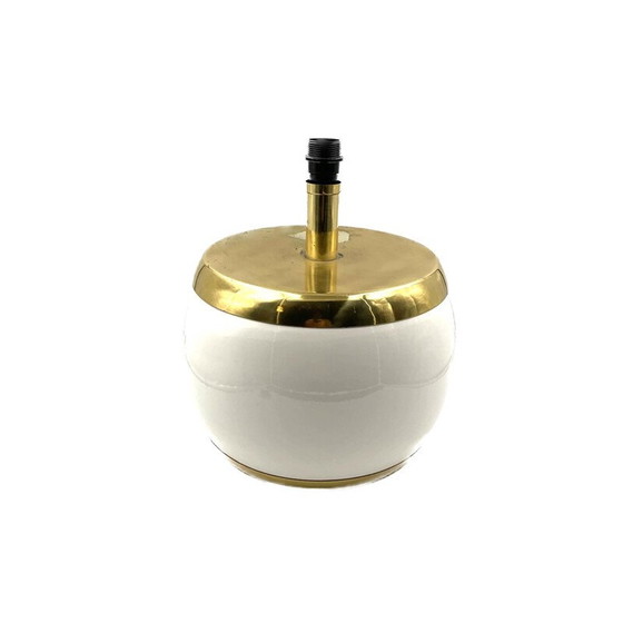 Image 1 of Vintage witte keramiek en messing lampenvoet, Italië 1970
