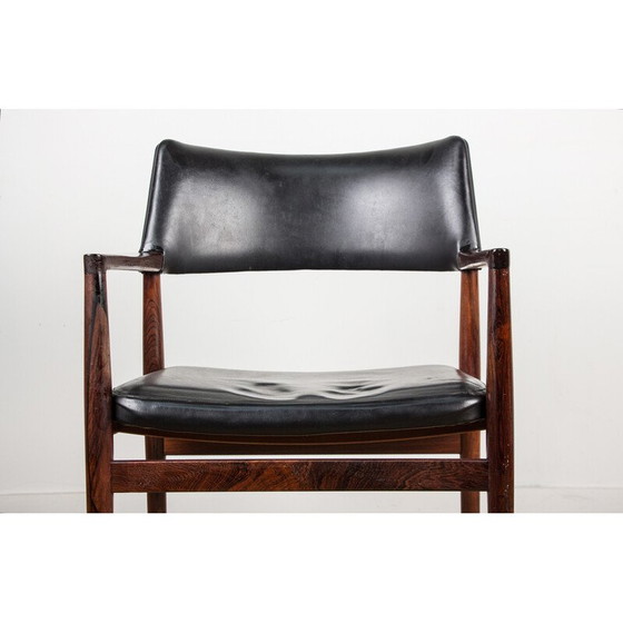 Image 1 of Vintage Deense fauteuil in rozenhout en leer van Erik Worts voor Soro Stolefabrik