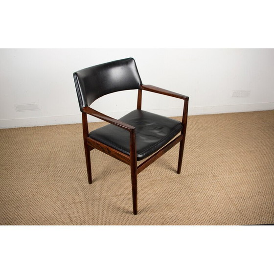 Image 1 of Vintage Deense fauteuil in rozenhout en leer van Erik Worts voor Soro Stolefabrik