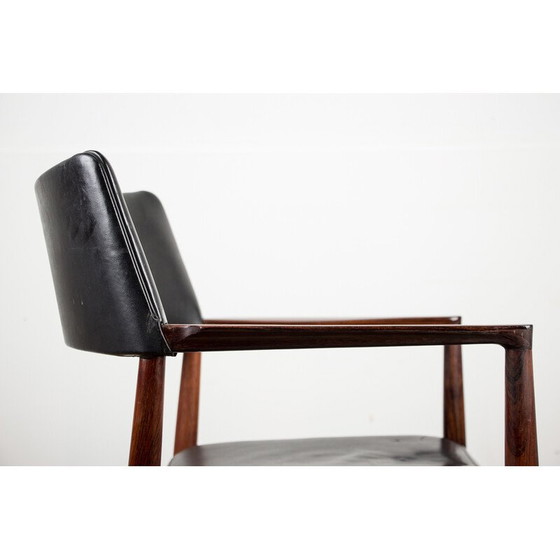 Image 1 of Vintage Deense fauteuil in rozenhout en leer van Erik Worts voor Soro Stolefabrik