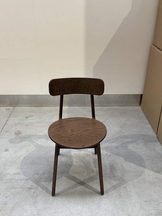 Image 1 of Set Van 6 Houten Eetkamerstoelen - Donkerbruin