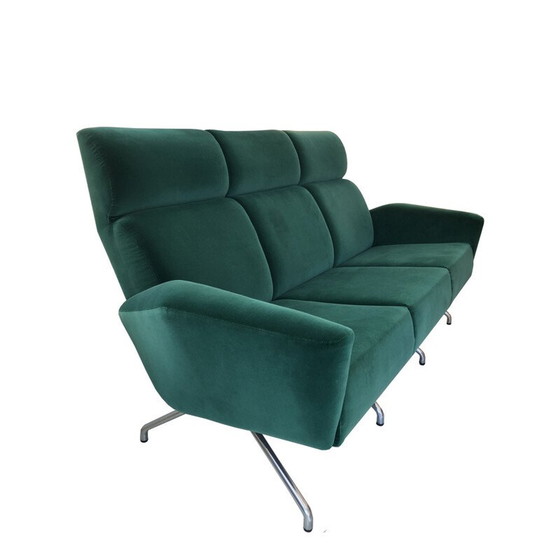 Image 1 of Vintage 3-zits fluwelen sofa van Guy Besnard, Frankrijk 1960