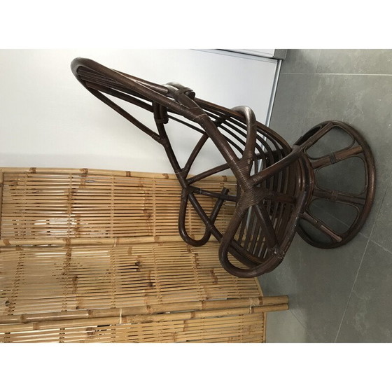 Image 1 of Vintage rotan draaifauteuil met kussen
