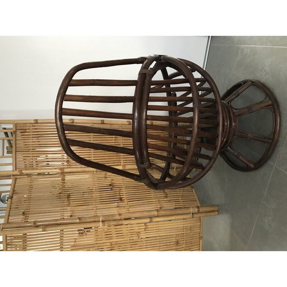Image 1 of Vintage rotan draaifauteuil met kussen