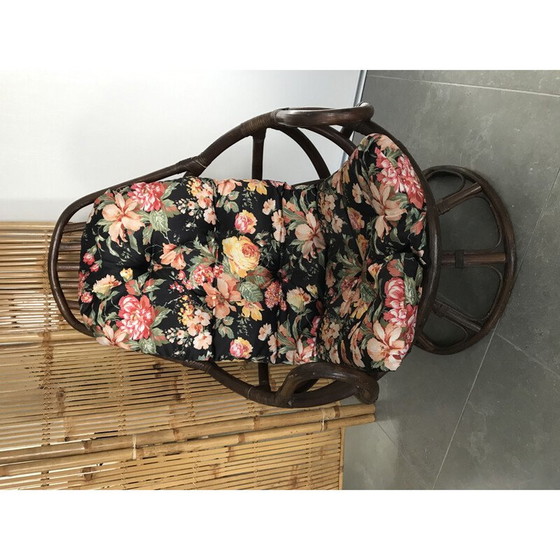 Image 1 of Vintage rotan draaifauteuil met kussen