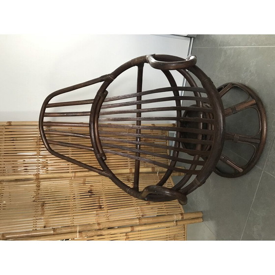 Image 1 of Vintage rotan draaifauteuil met kussen