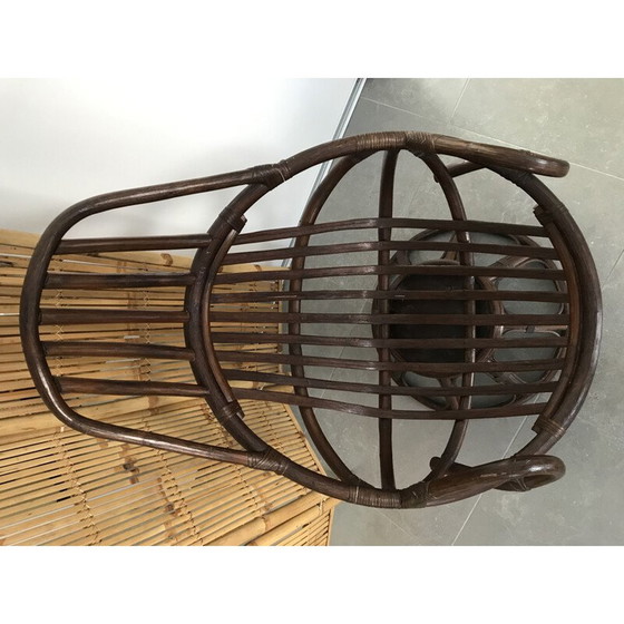 Image 1 of Vintage rotan draaifauteuil met kussen