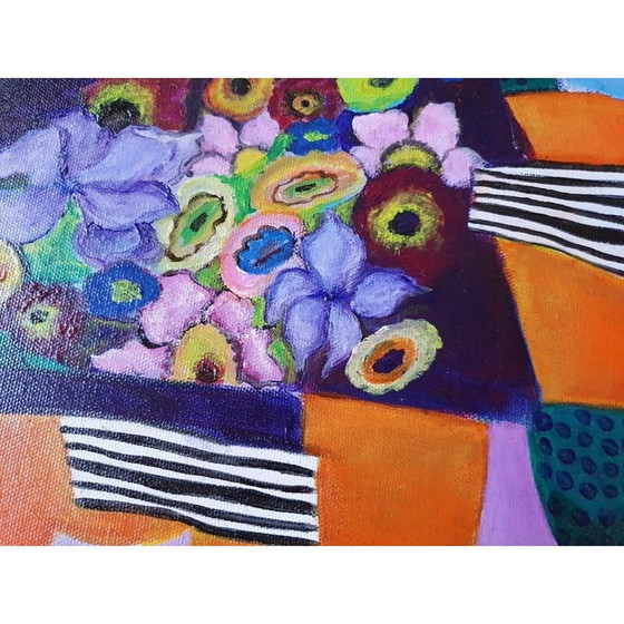 Image 1 of Vintage acrylschilderij "Interrogation" door Jocelyne Hoffelt, 2021