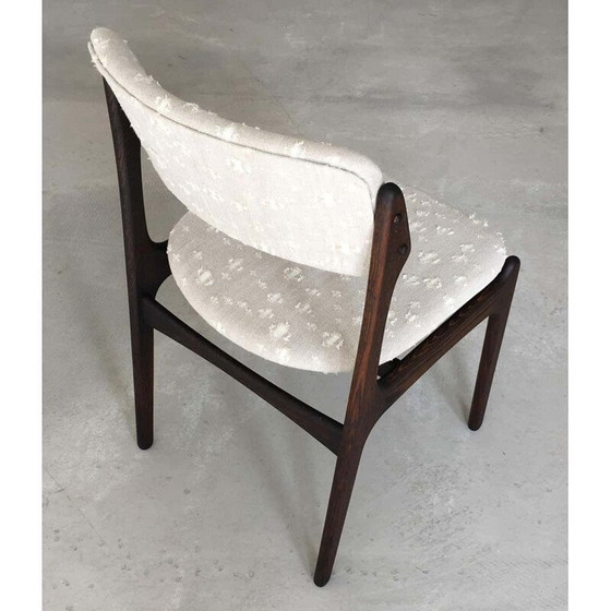 Image 1 of Set van 4 vintage gebruinde eiken eetkamerstoelen van Erik Buch 1960