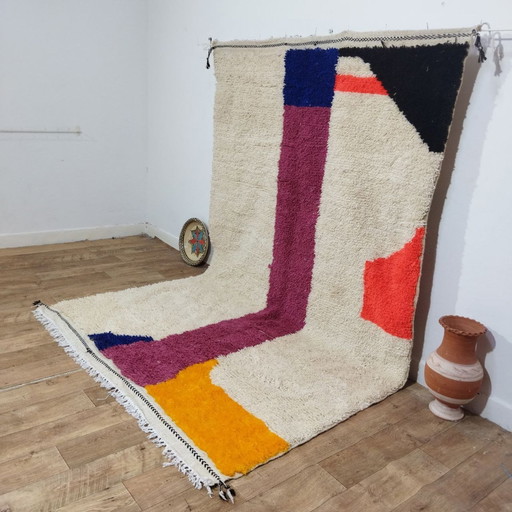 Handmade Multicolored Berber Wool Rug - Handgemaakte Meerkleurige Berber Wollen Tapijt