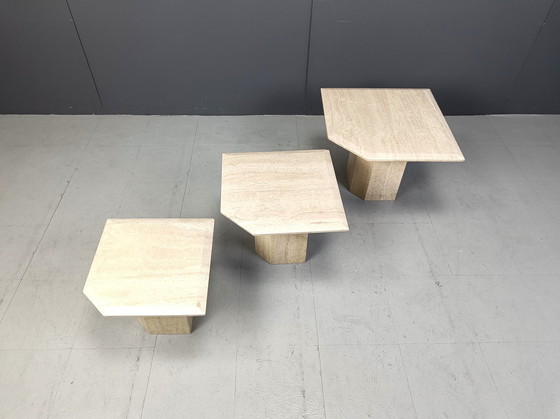 Image 1 of Vintage Travertin Nesting Tables of Bijzettafels, 1970S