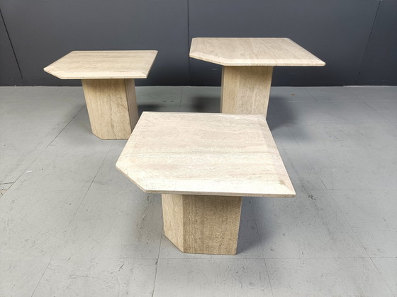 Image 1 of Vintage Travertin Nesting Tables of Bijzettafels, 1970S