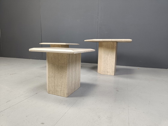 Image 1 of Vintage Travertin Nesting Tables of Bijzettafels, 1970S