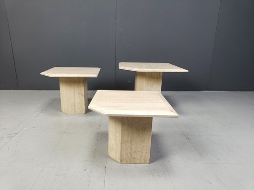 Vintage Travertin Nesting Tables of Bijzettafels, 1970S