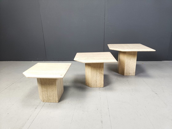 Image 1 of Vintage Travertin Nesting Tables of Bijzettafels, 1970S