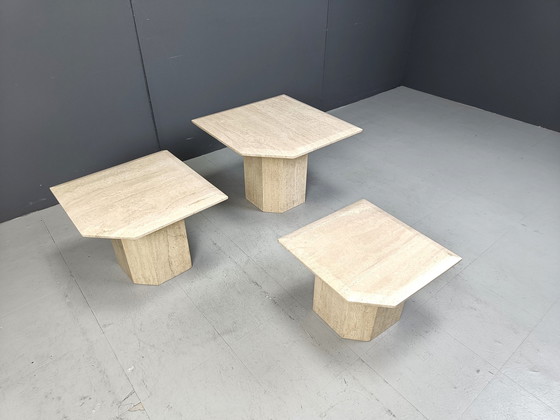 Image 1 of Vintage Travertin Nesting Tables of Bijzettafels, 1970S