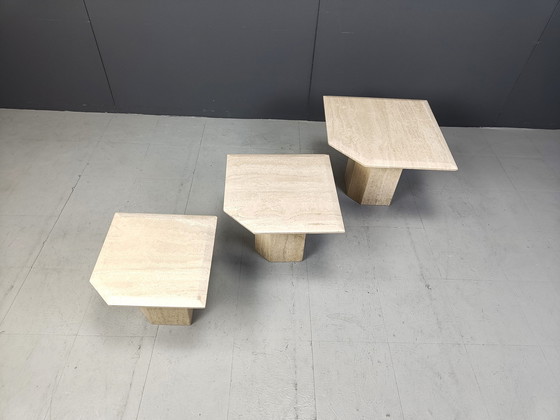 Image 1 of Vintage Travertin Nesting Tables of Bijzettafels, 1970S