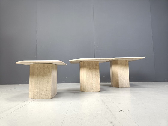 Image 1 of Vintage Travertin Nesting Tables of Bijzettafels, 1970S