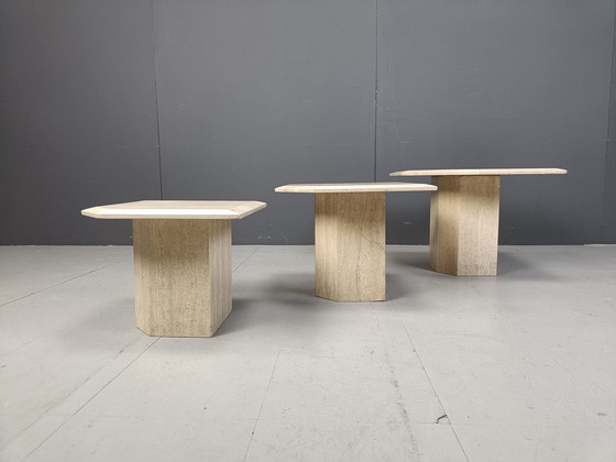 Image 1 of Vintage Travertin Nesting Tables of Bijzettafels, 1970S