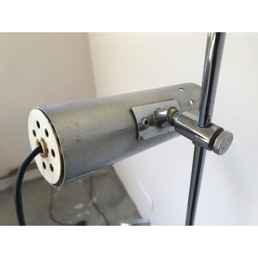 Vintage aluminium en chromen vloerlamp van Alain Richard voor Disderot, jaren 1960